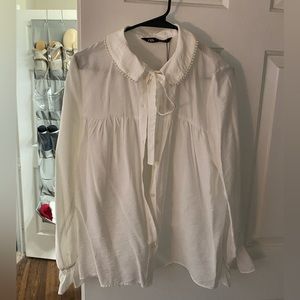 Zara button up bow shirt
